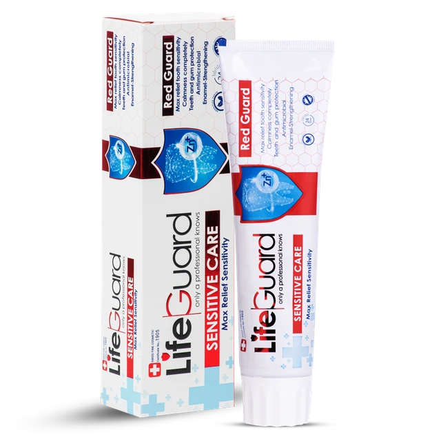 24517-1719236198.png خمیر دندان حساس (Red Guard) برند لایف گارد با حجم 120 گرم - Image 1
